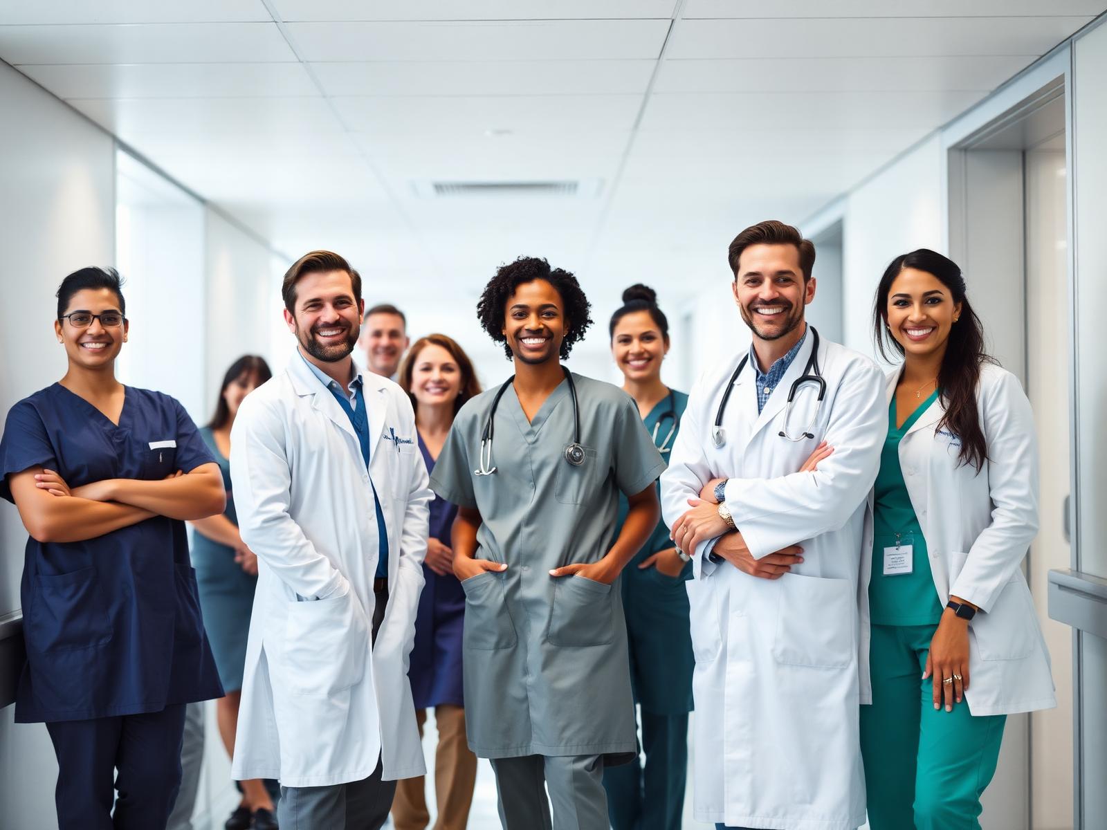 Healthcare team of doctors and nurses
